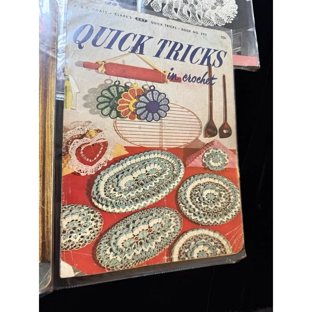 Vintage 50s Crochet Books Lot of 5 Ruffled Doilies Quick Tricks Lace Trends